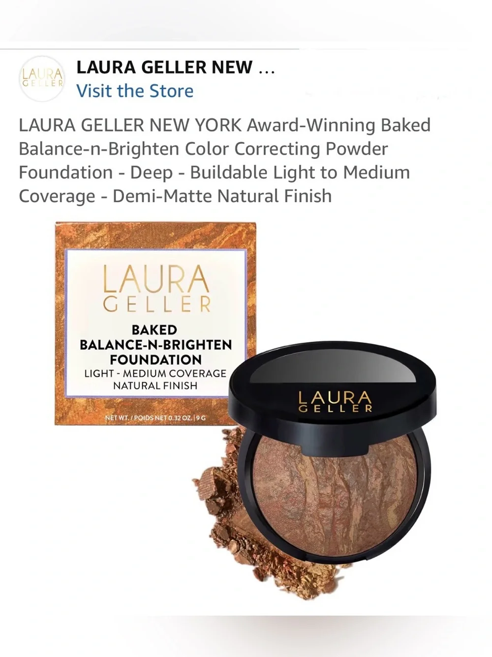 Laura Geller Baked Balance-n-Brighten Foundation - Brown Marble Deep or Tan